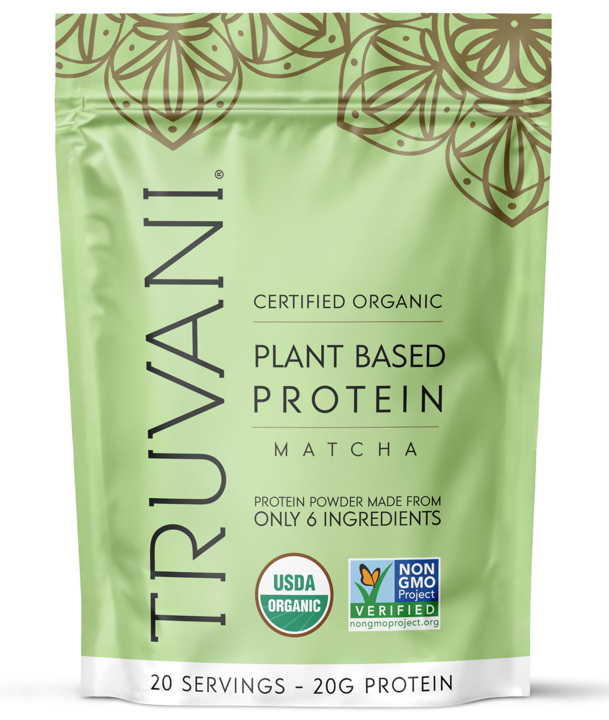 Truvani Vegan Pea Protein Powder | Matcha | 20g Organic Plant Based Protein | 20 Servings | Keto | Gluten & Dairy Free | Low Carb | No Added Sugar