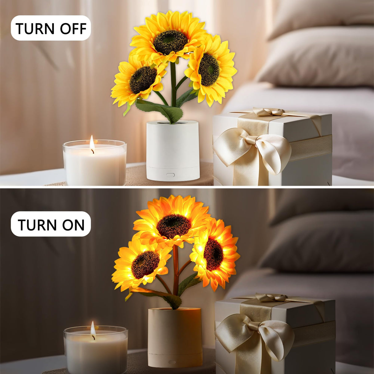 hibeauti Sunflower LED Lamp for Women, Mother's Day Ideal for Bedroom Decor Sunflower Gifts for Mom Grandma Teacher Aunt Girlfriends Coworker Friend Wife Mothers Anniversary Birthday Christmas