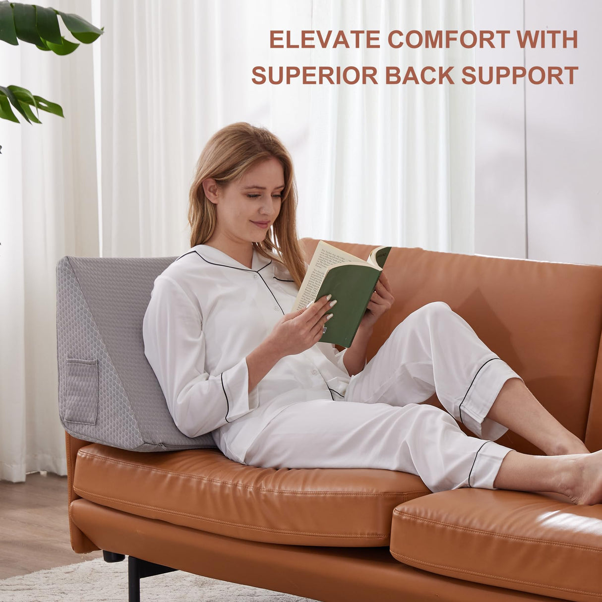 Bedluxe Knee Wedge Pillow, Memory Foam Leg Pillow Knee Pillow for Back Sleeping, Wedge Pillows for Legs Post Surgery, Triangle Pillow for Knee Support, Leg Elevation, Knees Hip Back Pain Relief, Grey