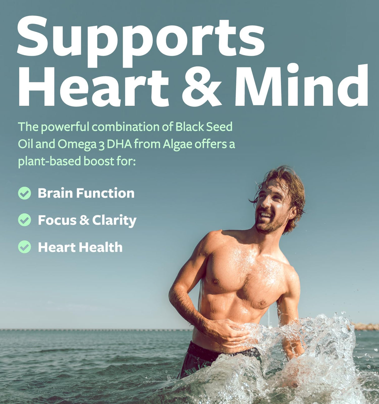 Cold-Pressed Black Seed Oil Capsules - Vegan Non-GMO Nigella Sativa Black Seed Oil Supplement with Omega 3 DHA for Full Body Wellness & Brain Support - Vegan Omega 3 & Thymoquinone-Rich (1 Month)