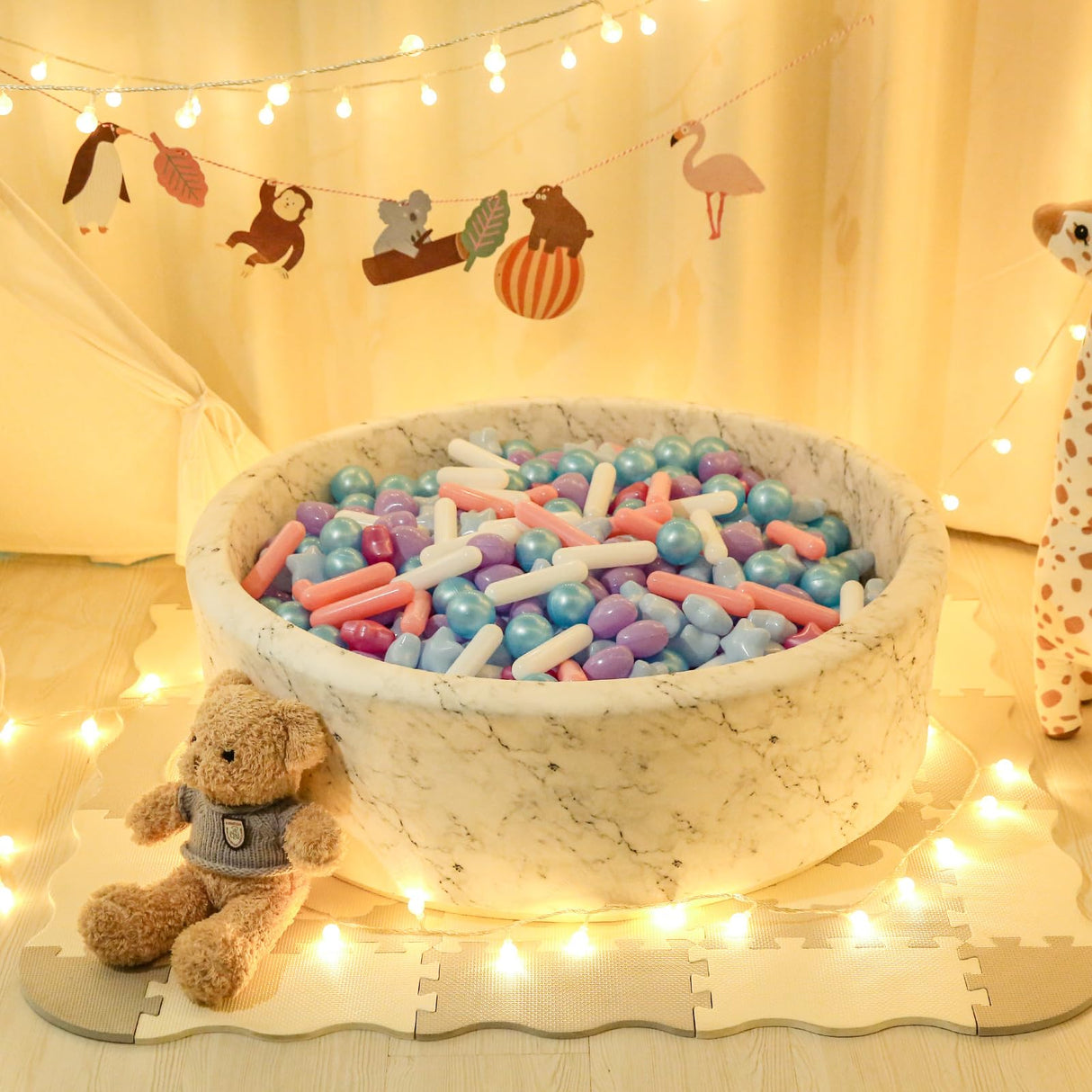 STARBOLO Ball Pit Balls - Pack of 150pcs Crush Proof Plastic Children's Toy Balls Mermaid Ocean Balls for Birthday Party Christmas Water Toy Indoor Outdoor(4 Shapes)