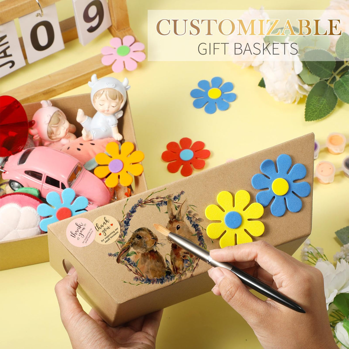 Thenshop 44 Pcs Basket for Gifts Empty Gift Basket Bulk Include 12 Cardboard Tray 12 Plastic Bags and 20 Pull Bows for Christmas Fall Halloween Birthday Wedding Party DIY Wrapping(Solid,Khaki)