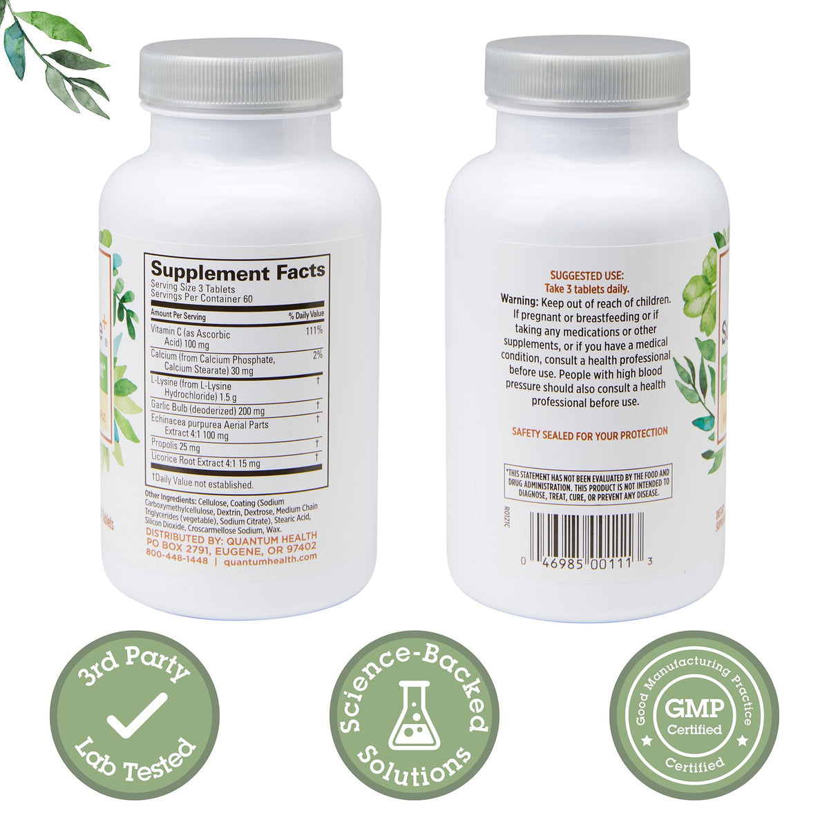 Quantum Health SuperLysine+ 1500mg L-lysine Immune Support 180 Tablets