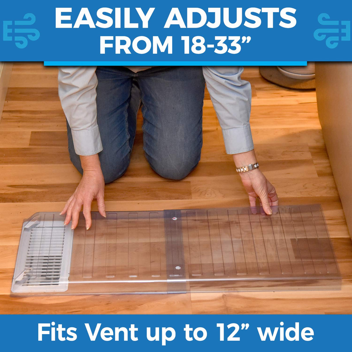 Eureka Air Under Furniture Magnetic Vent Extender, 1.5mm Thick Heavy Duty Premium Material, Fits Floor Registers 10" and 12" Wide, Adjusts from 17" to 33" Long (1-Pack)