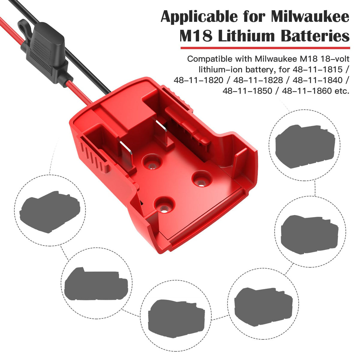 2 Packs Power Wheel Adapter for Milwaukee M18 Battery Adapter 18V Power Wheel Battery Converter with Fuses & Wire Terminals, 12AWG Wire, Power Connector for DIY Rc Car Toys, Robotics and Rc Truck