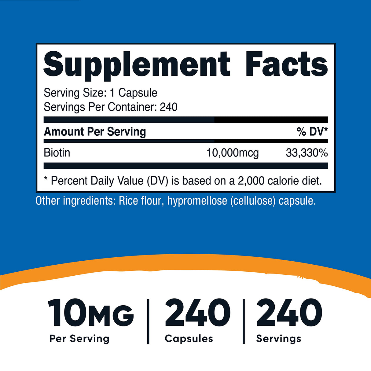 Nutricost Biotin (Vitamin B7) 10,000mcg, 240 Caps (3 Bottles) - Non-GMO, Gluten Free