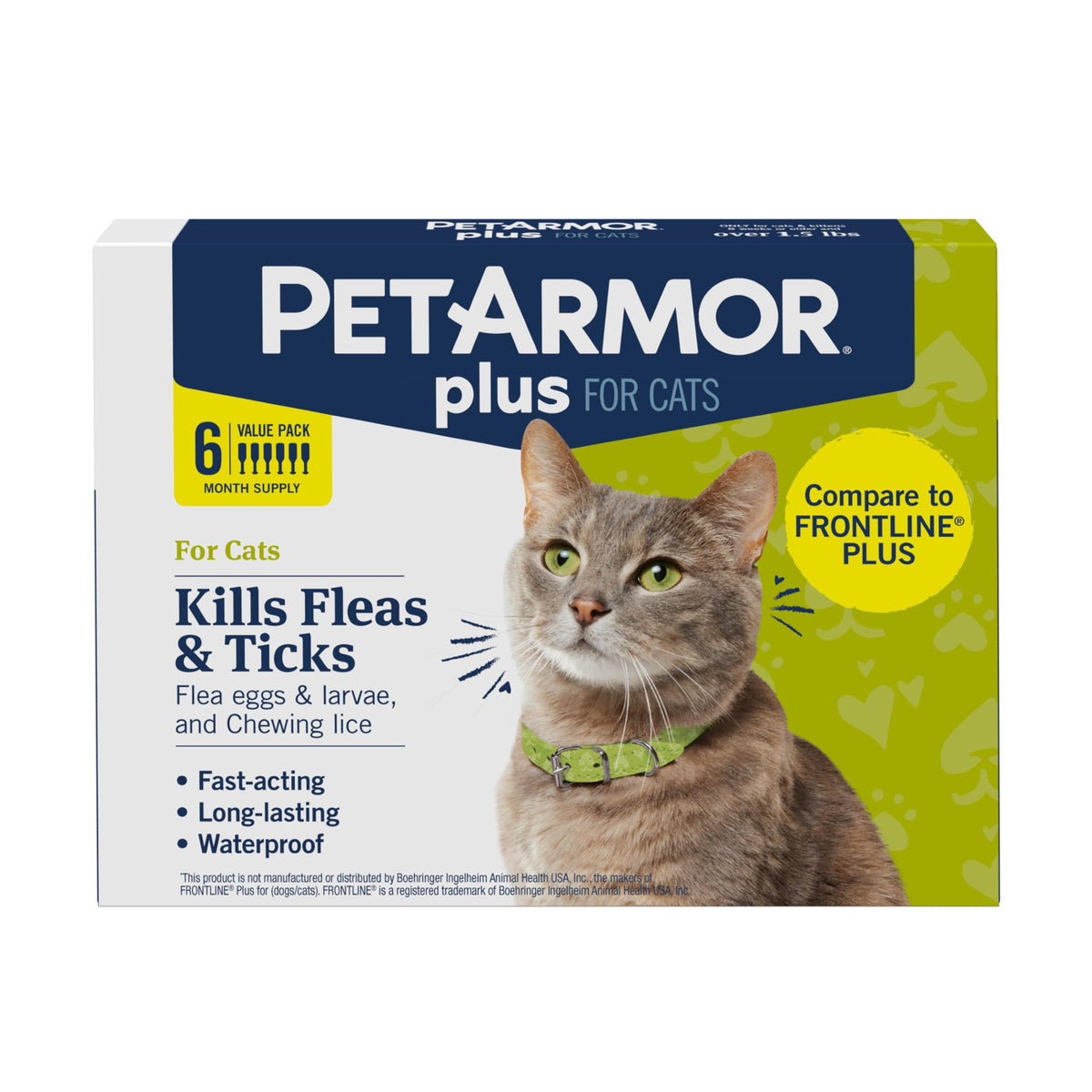 PetArmor Plus Flea & Tick Topical Cats 1.5 lbs+, 6-Month