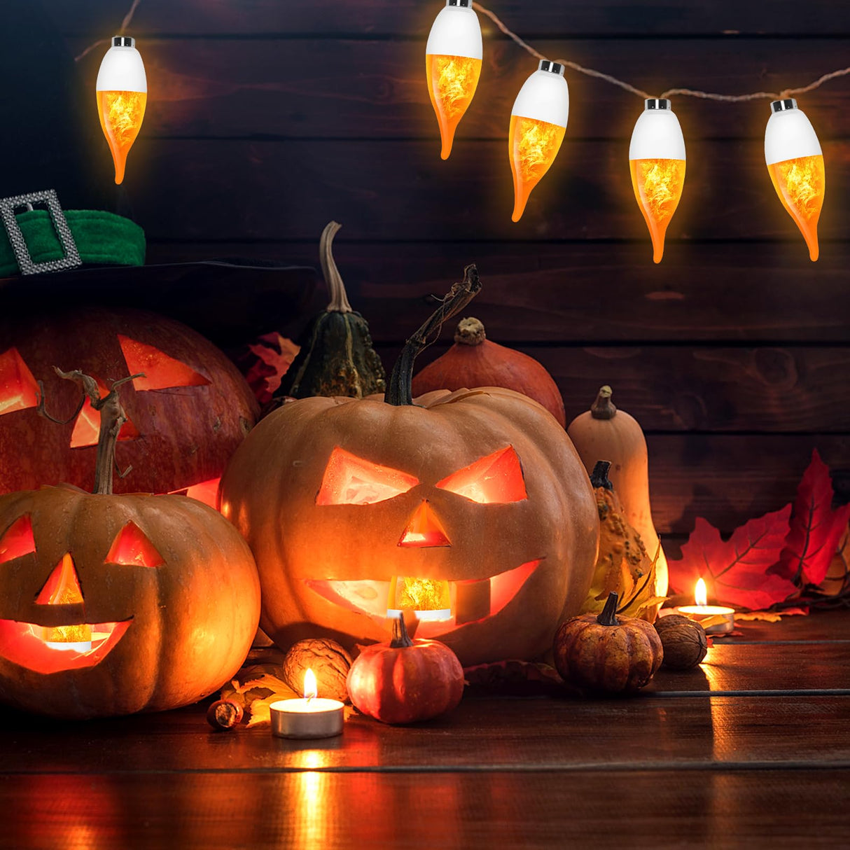 AYOGU 6-Pack LED Flame Light Bulb, 3 Mode E12 Edison Bulb, 1.2W Warm White, for Chandelier, Halloween Decorations, Christmas, Outdoor, Indoor