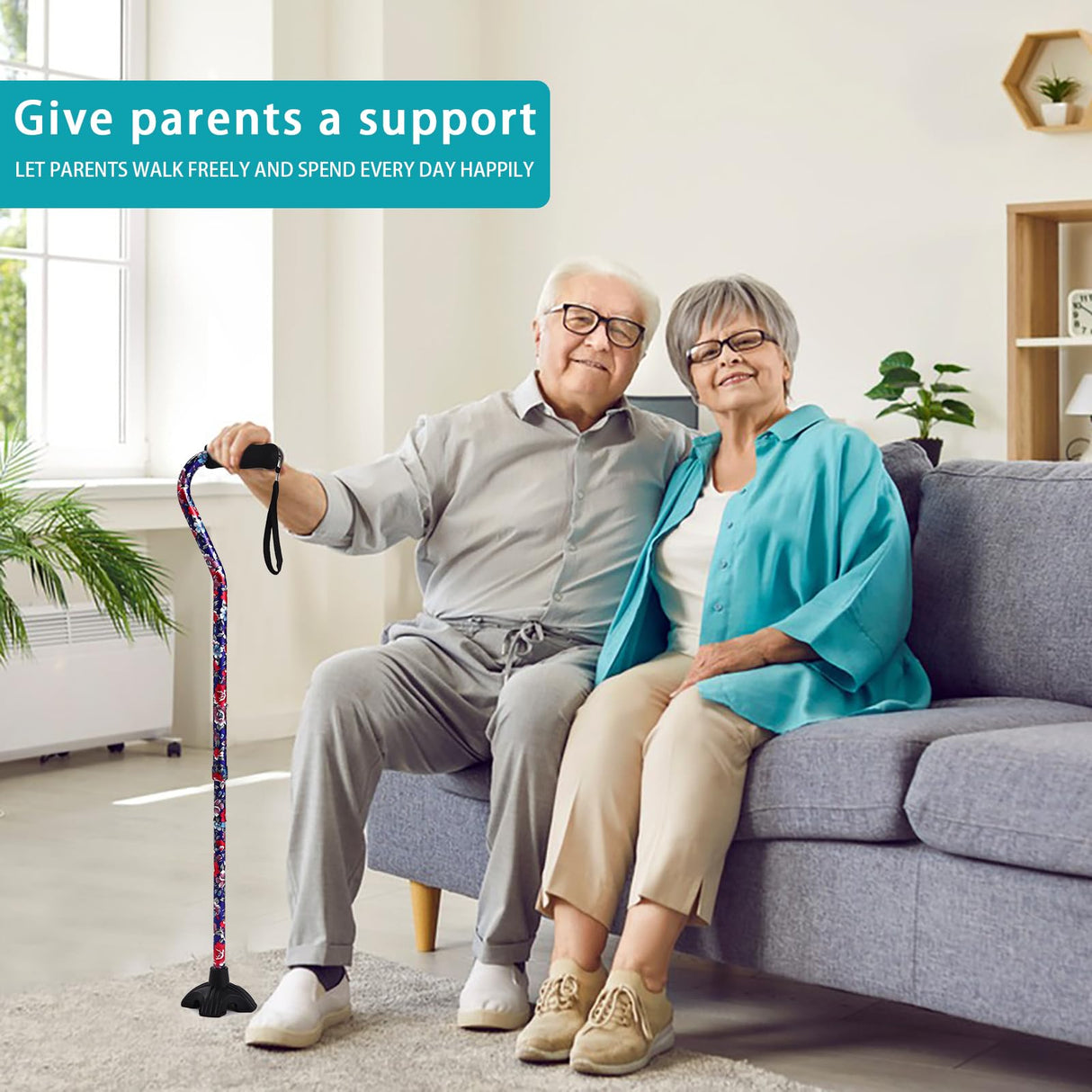 LIXIANG Adjustable Walking Stick for Men and Women, Folding Cane, Soft Sponge Offset Handle, Light Weight, Suitable for Arthritis Patients, Elderly and Disabled Ladies Canes for Walking