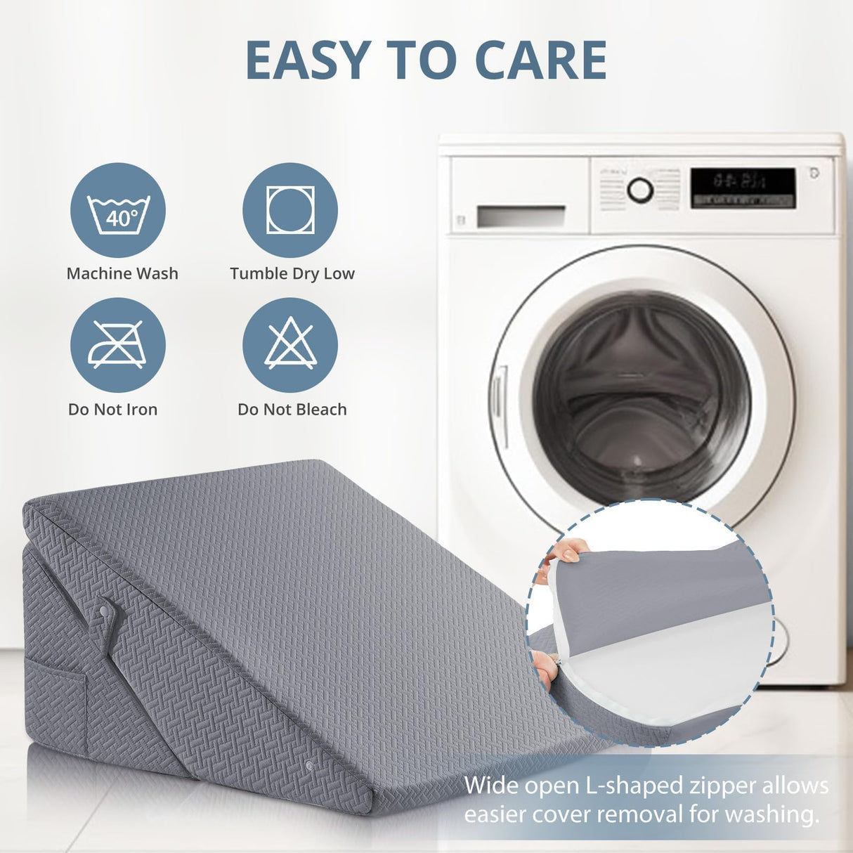 Sasttie Wedge Pillow for Headboard, Adjustable Bed Wedge Pillow Set with Orthopedic Memory Foam Neck Cushion – for Acid Reflux, Neck & Back Support, and Post-Surgery Recovery, Dark Grey