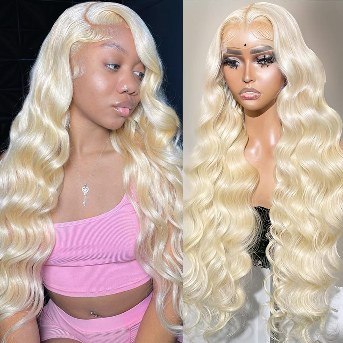 Alimubi 613 13x6 Lace Front Wig Human Hair 200 Density 613 Lace Front Wig Human Hair 30 Inch Body Wave Blonde Wig Human Hair(30 Inch)