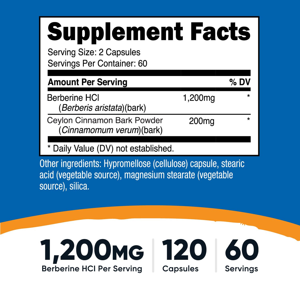 Nutricost Berberine HCl with Ceylon Cinnamon Capsules (120 Capsules)