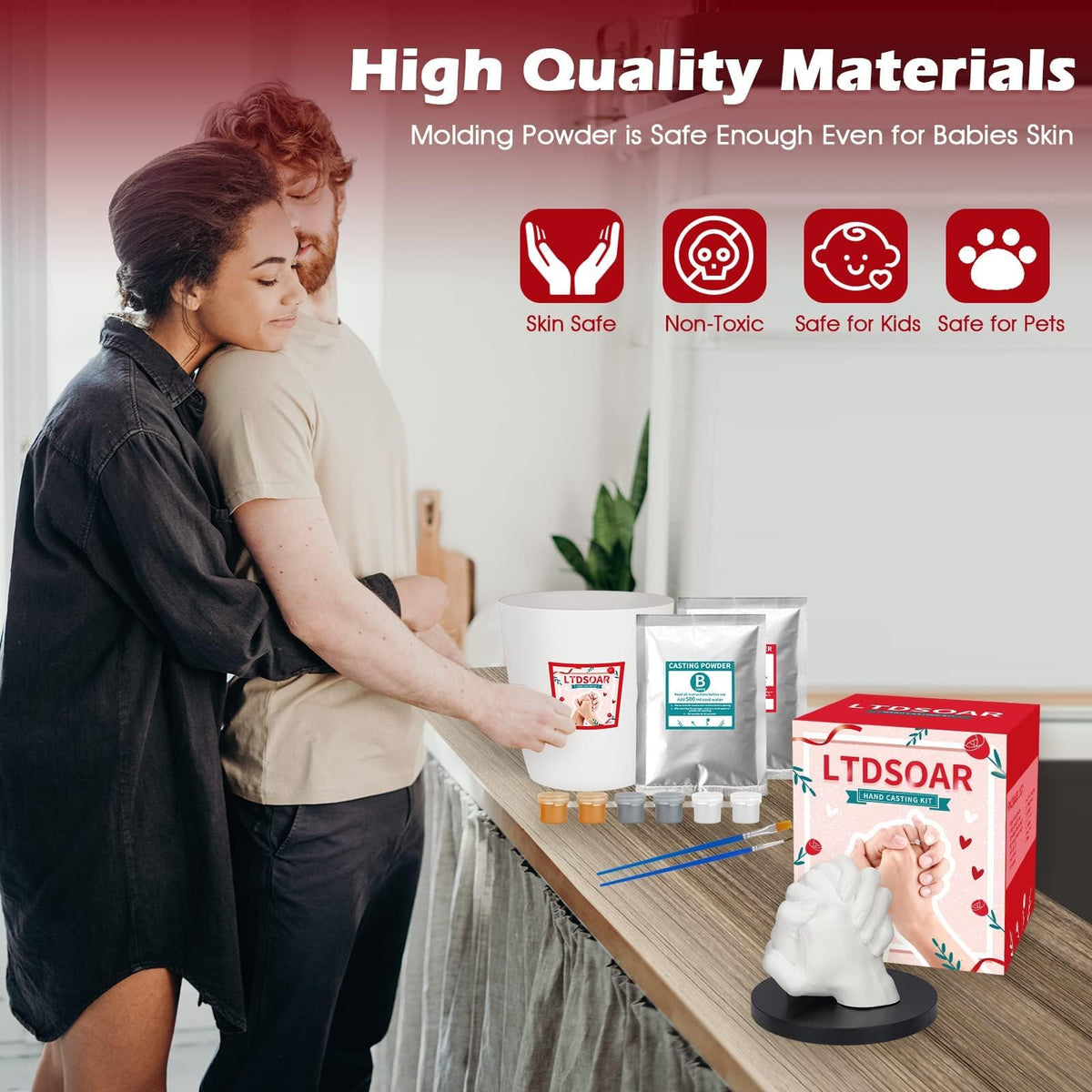 LTDSOAR Hand Casting Kit for Couples & Family with Practice Kit with Base