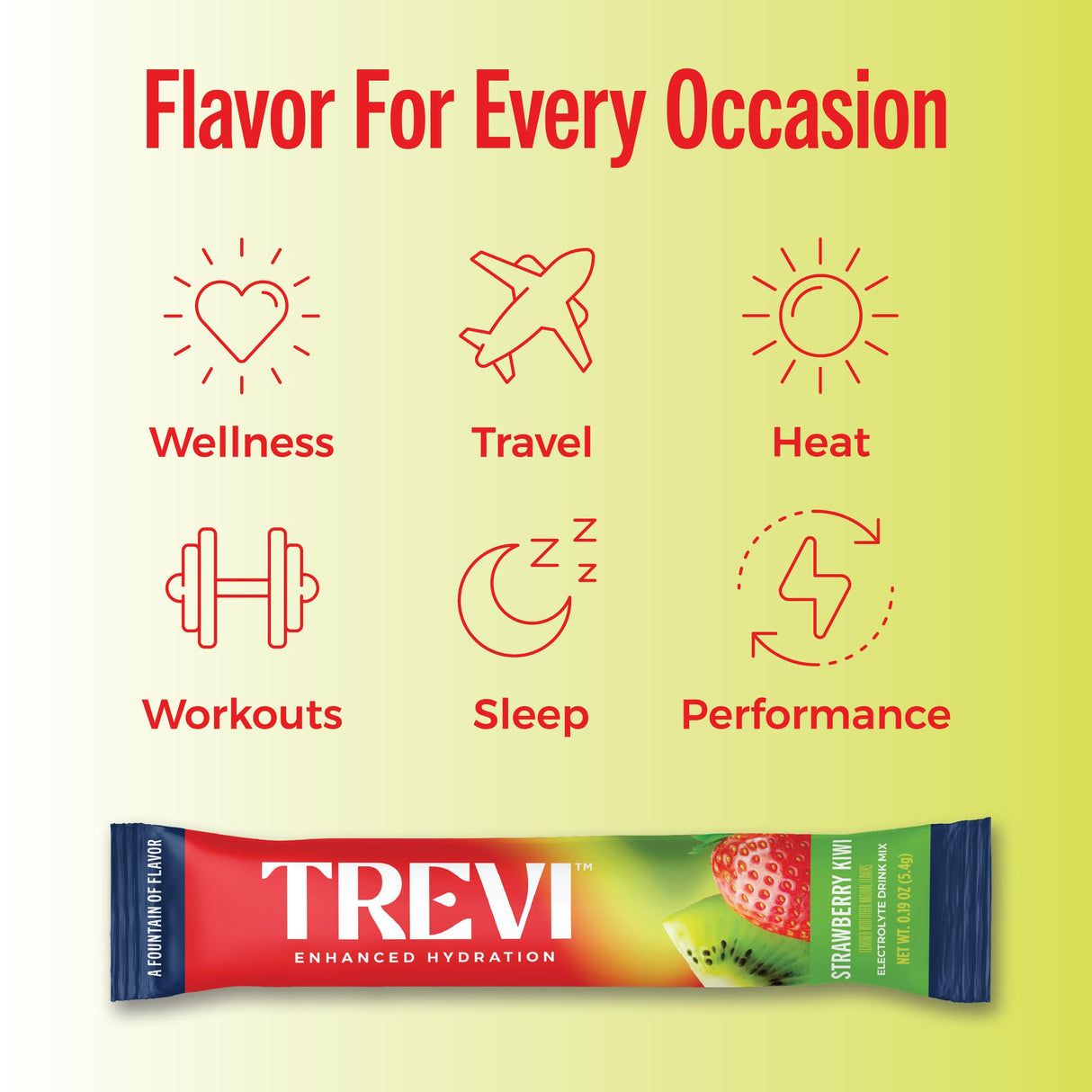 TREVI™ Sugar Free Electrolytes - Drink Mix Hydration Powder Packets - 28 Count - Strawberry Kiwi