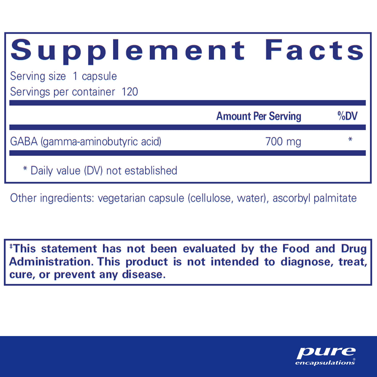 Pure Encapsulations GABA - Supplement to Support Relaxation & Moderation of Occasional Stress - with Premium GABA Amino Acids - 120 Capsules