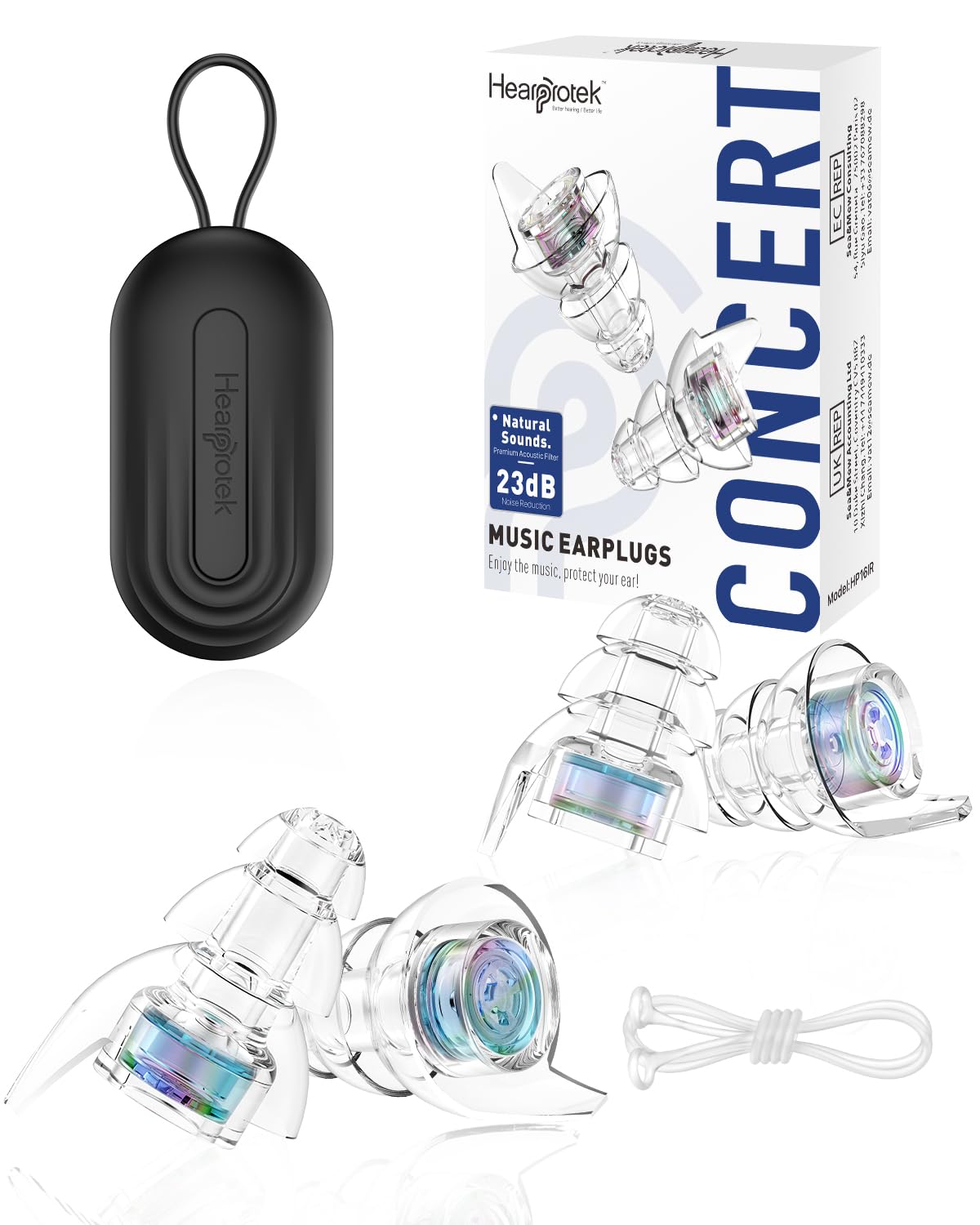 Hearprotek Concert Ear Plugs, 2 Pairs Reusable High Fidelity Musician Ear Plugs, Purple, Silicone, Earplugs, Earplug, Noise Protection