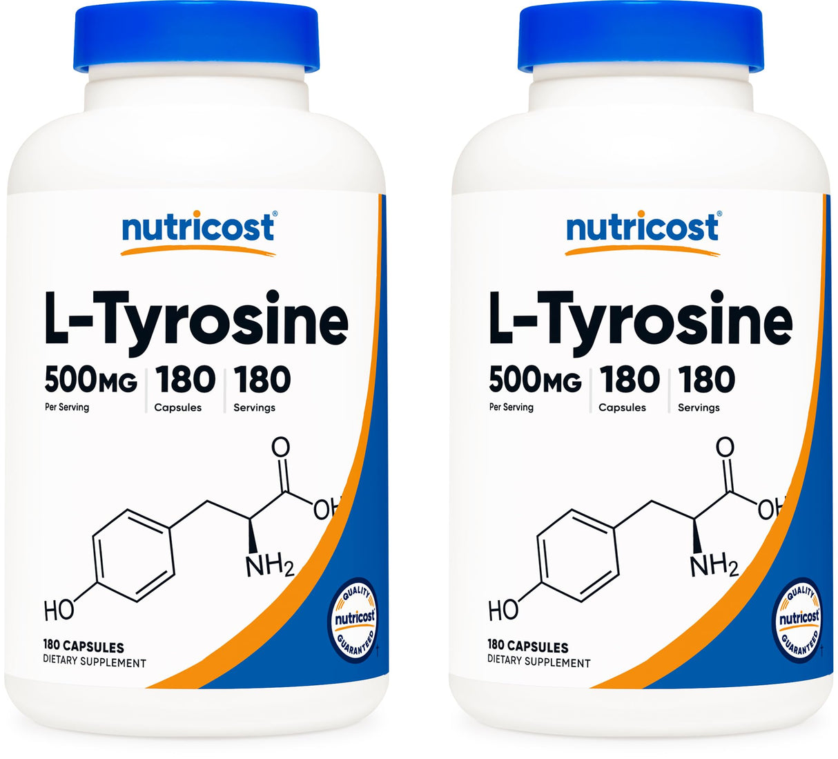 Nutricost L-Tyrosine 500mg, 180 Capsules (2 Bottles)