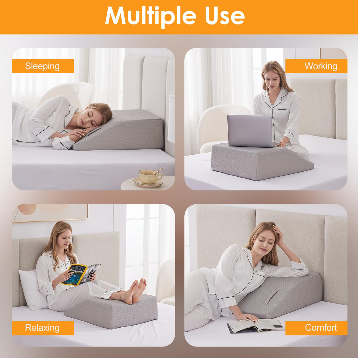 Ruqmuis Leg Elevation Pillow for After Surgery, 6inch Foam Leg Elevating Pillow for Swelling and Blood Circulation, Leg Wedge Pillow for Sleeping, Knee Pillow for Knee Hip Ankle Pain Relief, Grey