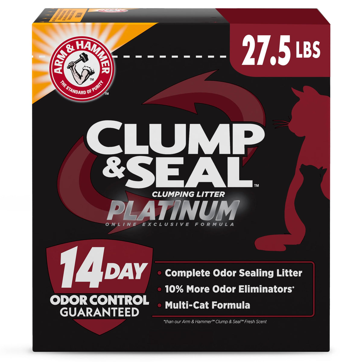ARM & HAMMER Clump & Seal Platinum Clumping Cat Litter, Exclusive, 27.5 Lbs