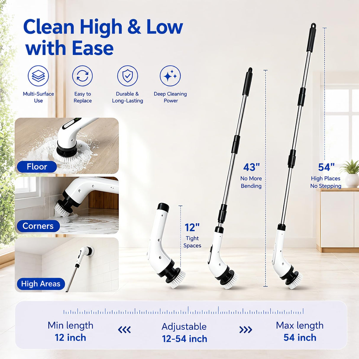 Highyes Electric Spin Scrubber for Bathroom