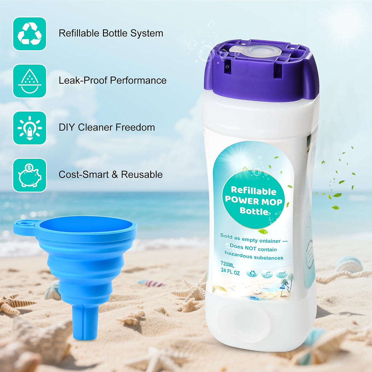 Bisenkud Leak-Resistant Refillable Bottle for Swiffer® Power Mop™, 720mL