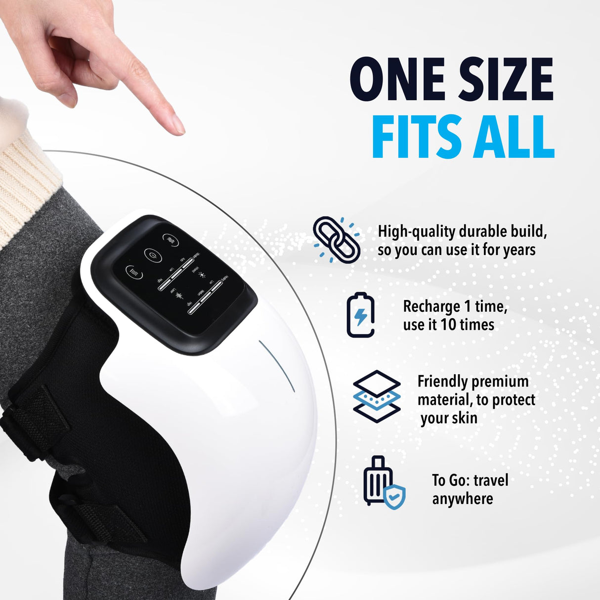 FORTHiQ Knee Massager Smart with Heat, Red Light and Massage Therapy, 3-in-1 Cordless, 2024 Updated Edition, FSA or HSA Eligible, Gifts for Grandma & Grandpa