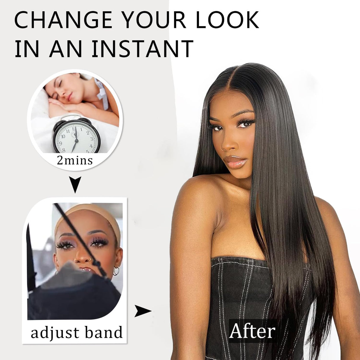 Ecibeny Glueless Wigs Human Hair Pre Plucked Pre Cut 7x4 Straight Lace Front Wigs Human Hair Closure Wigs Human Hair 180% Density Lace Front Wigs for Women 24 inch