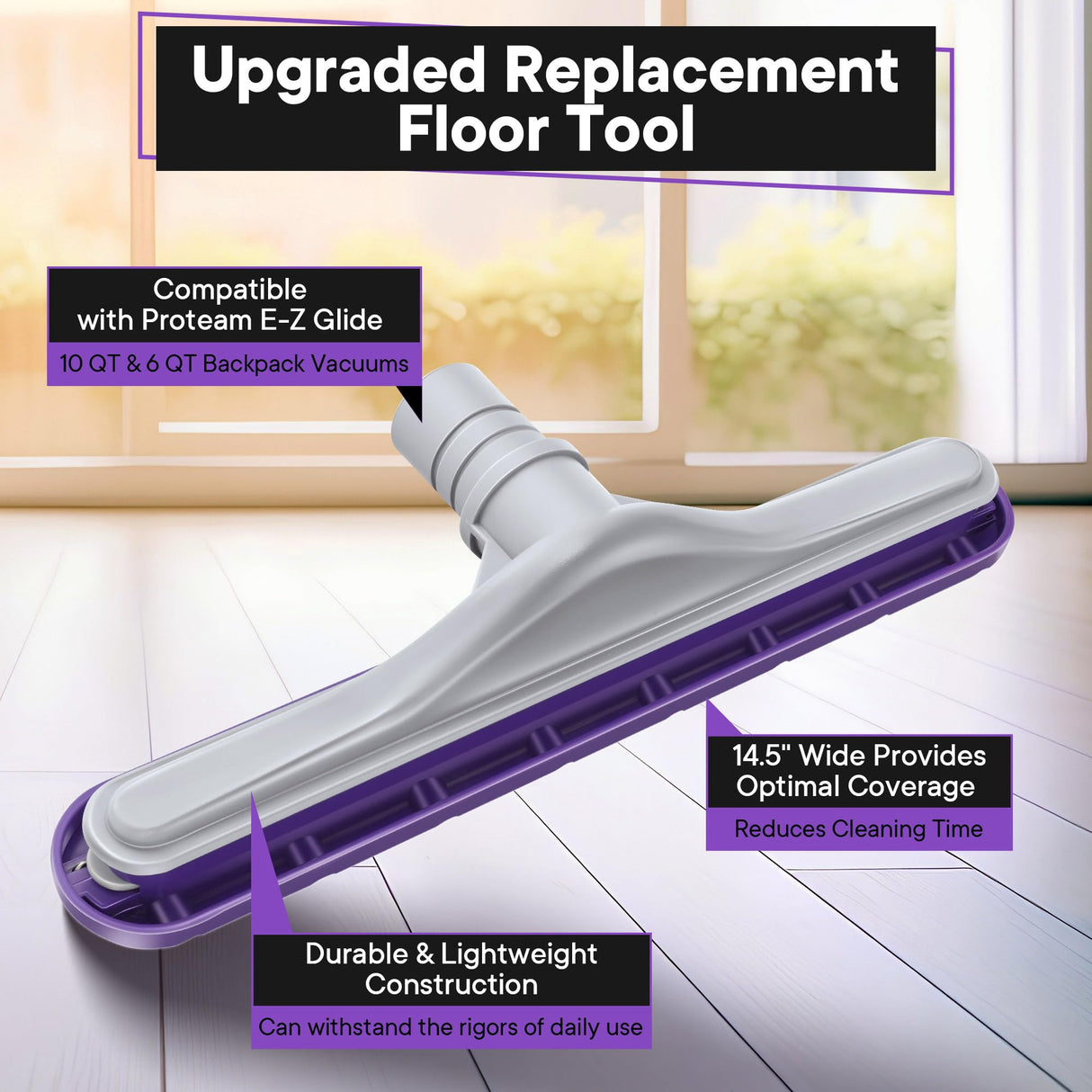 HappyAlley Replacement Floor Tool Compatible with ProTeam 101446 E-Z Glide Backpack Vacuum,Compatible with Hoover C2401, 14" Multi-Surface Brush for Commercial Cleaner (1 Pack,Nylon Brush)