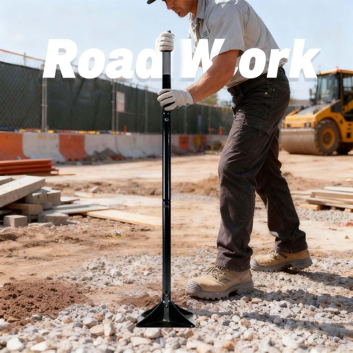 Steel Tamper Tool with 48 inch Handle,10''x10'' Hand Tamper