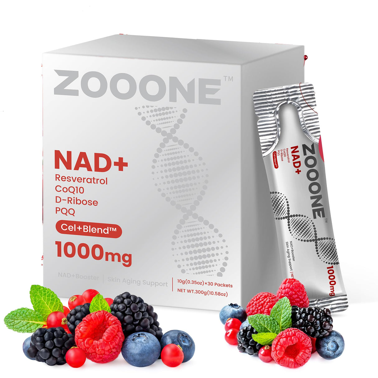 zooone- NAD+ Supplement 30pcs, Premium Nicotinamide Riboside & Resveratrol, DNA Repair & Healthy Aging, Advanced NAD Supplement for Men & Women, Boosts Cellular Energy