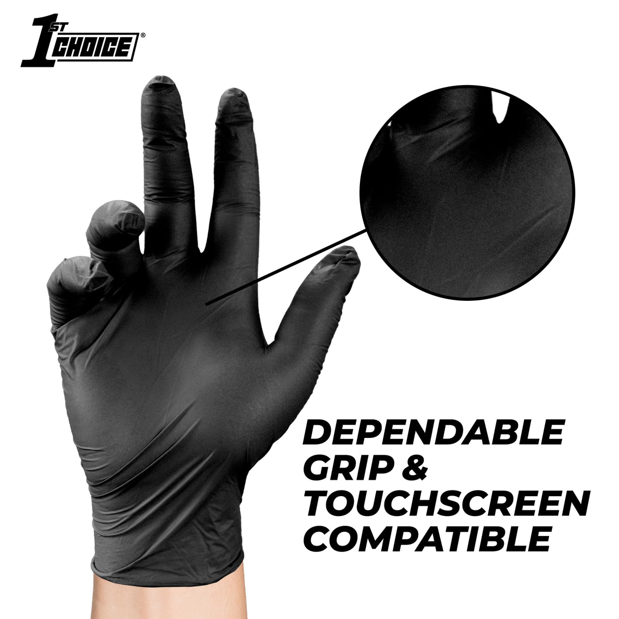 1st Choice Black Nitrile Disposable Gloves, Medium, 2 Boxes of 100, Latex Free, Exam Grade, Glove for Cooking - 4 mil