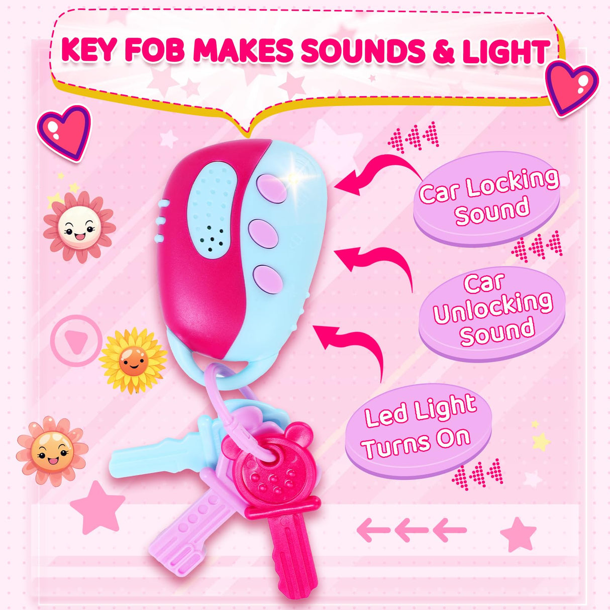 INNOCHEER Little Girls Purse, Kids Toy Purse with Pretend Makeup, Play Purse for Little Girls, Pretend Play Toddler Purse, Birthday Christmas Princess Gifts Toys for Girls 3 4 5 6 7 8 Year Old