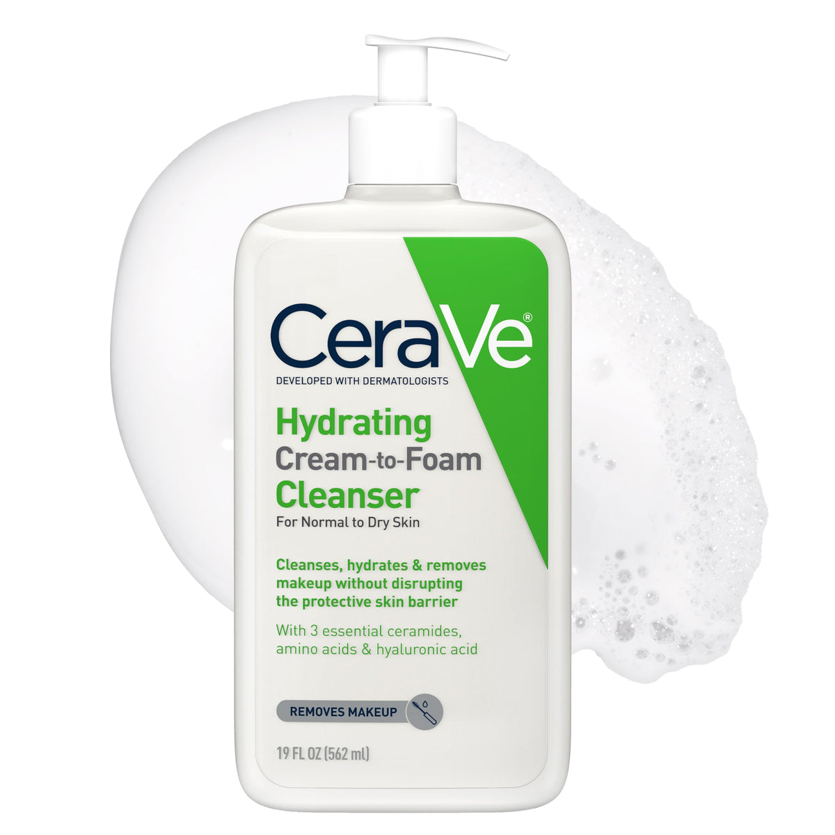 CeraVe Hydrating Cream To Foam Cleanser, Gentle Face Cleanser, 19oz