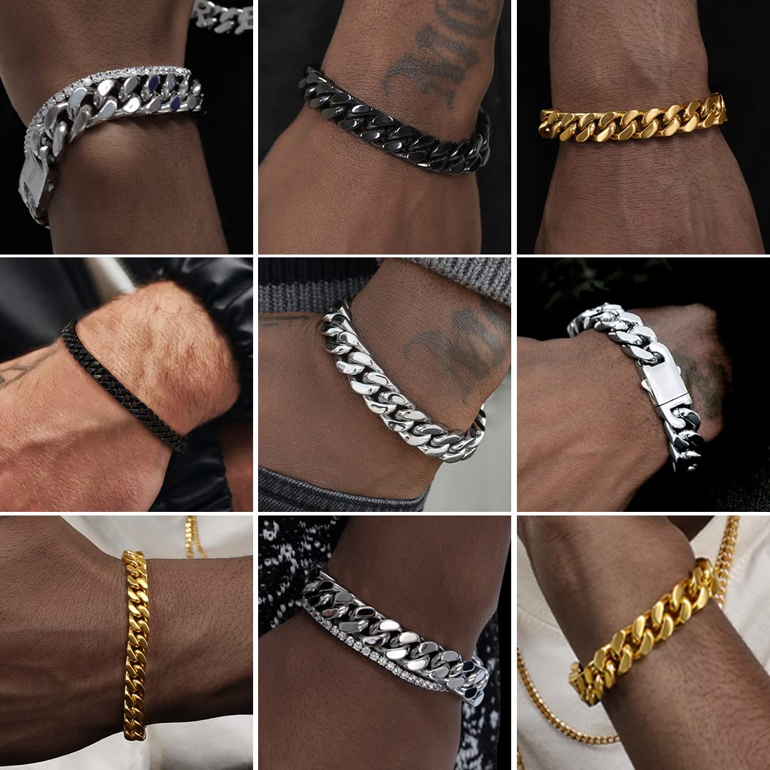 ChainsHouse Stainless Steel Cuban Chain Bracelet for Men 5mm 7.5inch Rapper Wrist Chain Bracelet