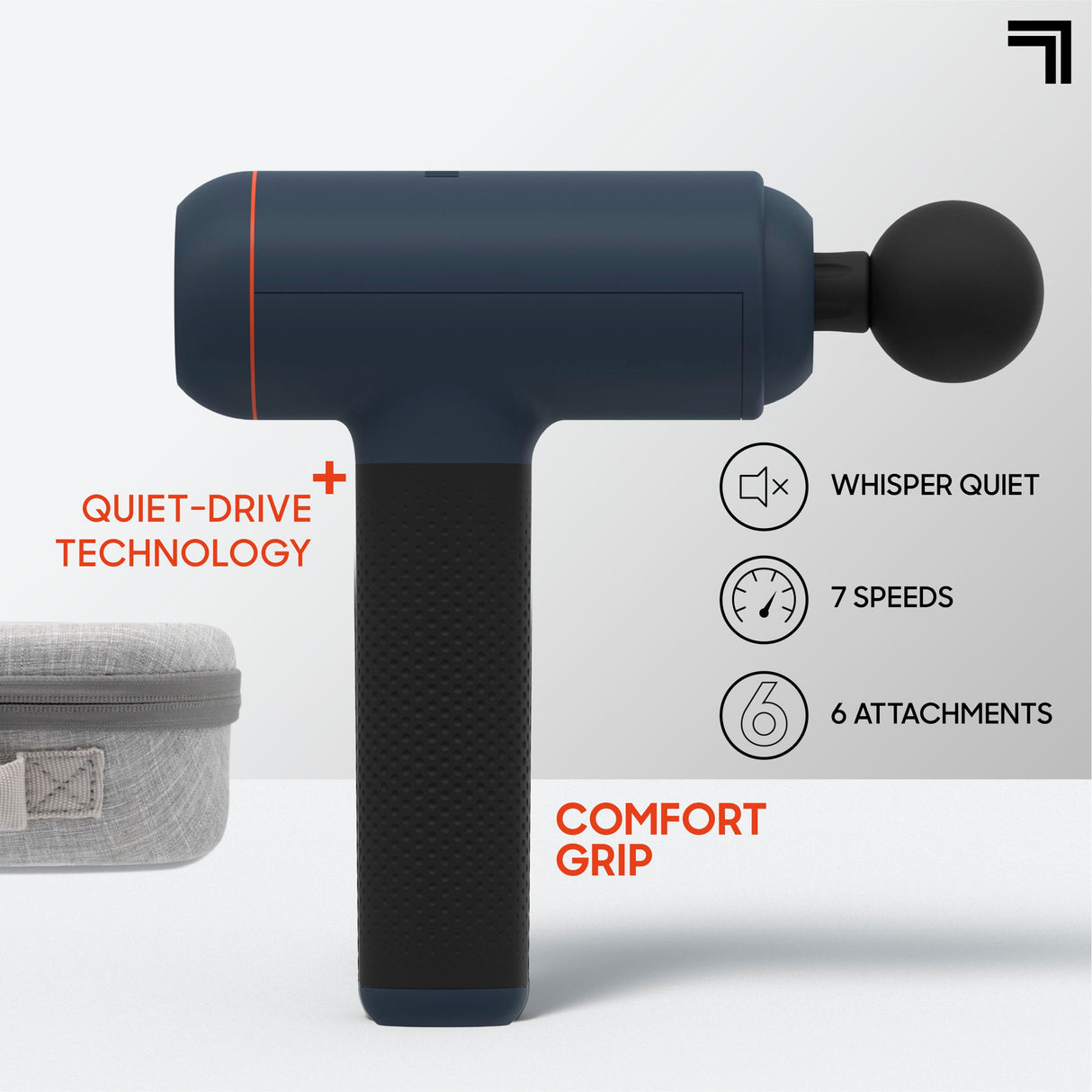 Sharper Image Powerboost Max Massage Gun - 6 Attachments, 7 Speeds, Quiet Motor| Deep Tissue Percussion Massager| Handheld Massage Tool for Back Shoulder Legs Full Body| Muscle Recovery & Pain Relief