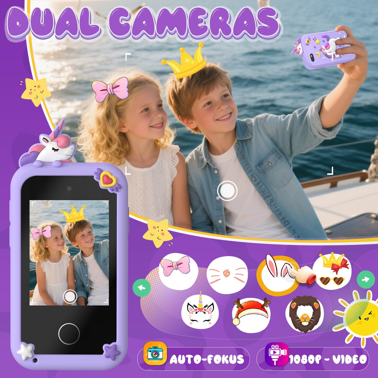 Kids Smart Phone Toys for Girls,Christmas Birthday Gifts for Girls Age 3-10 Kids Cell Phone Toys with 2.8" Touchscreen 20 Learning Games Dual Camera Music Player, 8G SD Card