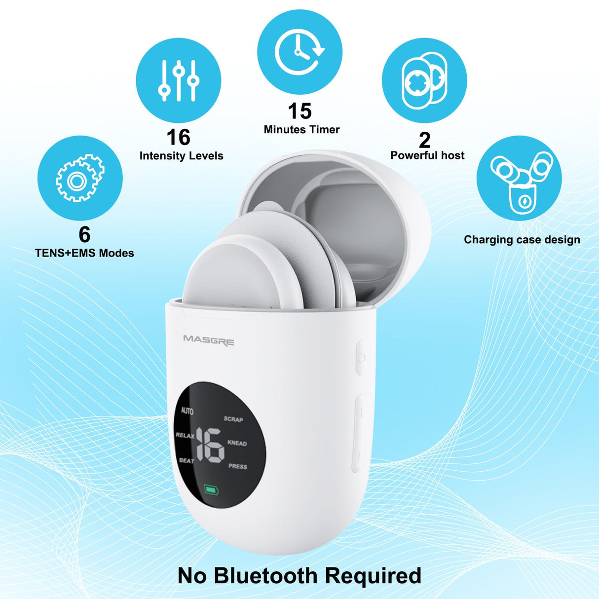 TENS Unit - Wireless Muscle Stimulator for Pain Relief, Dual Channel 16 Intensity TENS EMS Machine, LED-Display Rechargeable Cordless Portable Remote Feet/Leg/Shoulder/Lower Back/Neck Massager