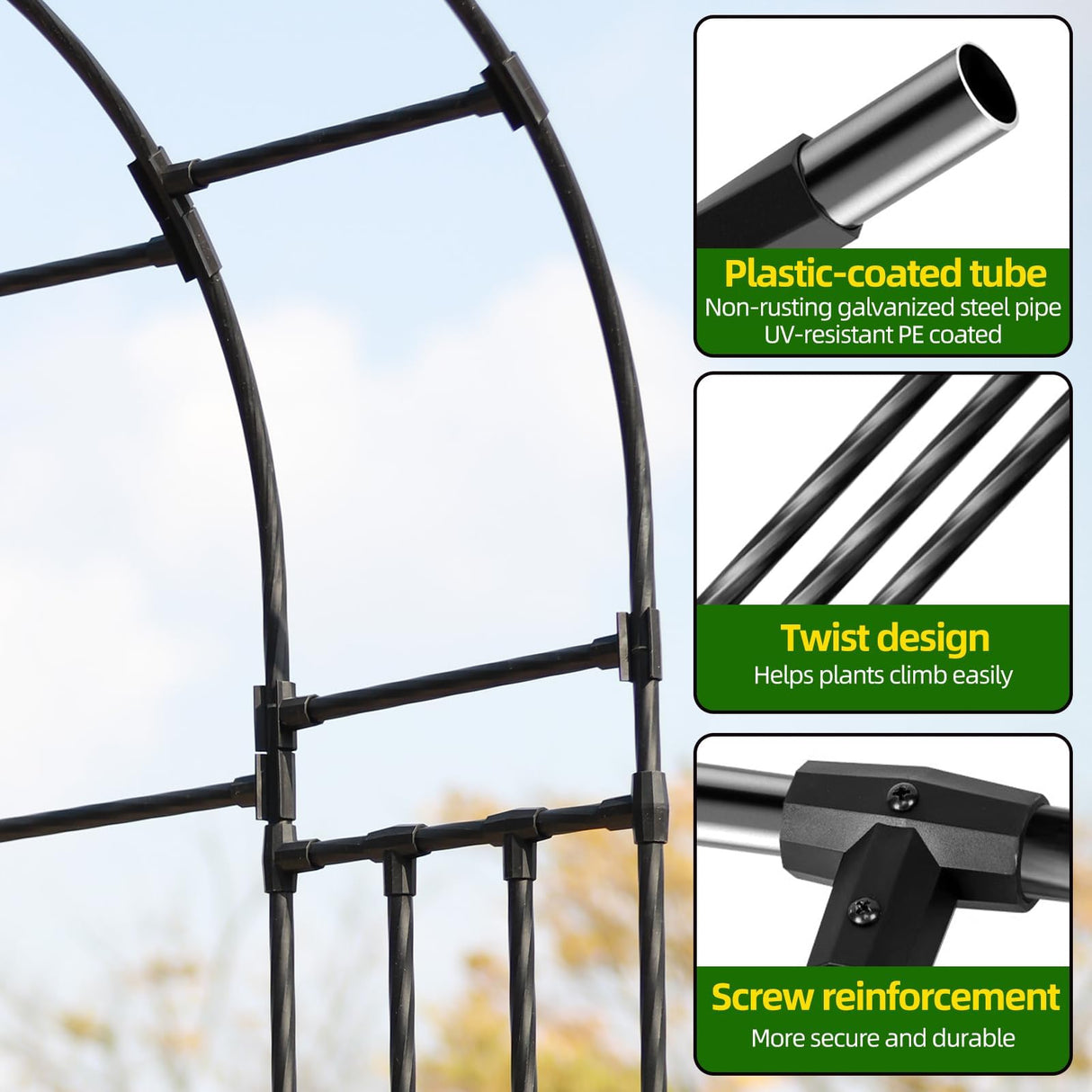 BUKLIYN Half Sided Arch Against The Wall Garden Arch Trellis - Garden Arch Arbor Trellis for Climbing Plants Outdoor - Garden Arch Trellis Arbor for Home Yard and Garden(Black)