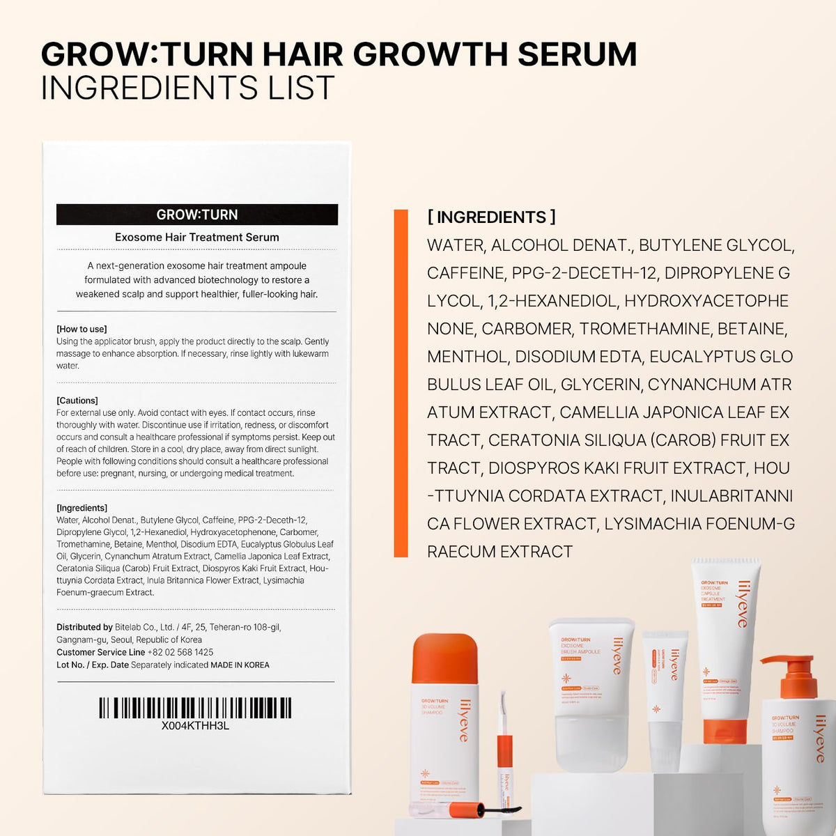 lilyeve GROWTURN Exosome Hair Growth Serum with Built-In Brush, 3.38 fl oz