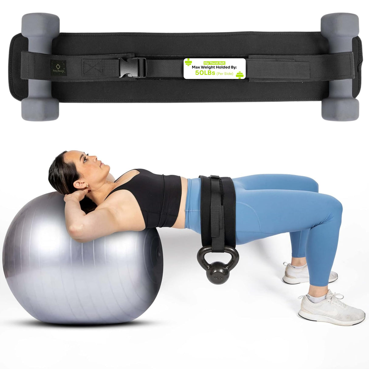 Exercise Hip Thrust Belt โ Supports 100lbs โ Adjustable, Durable & Slip-Resistant for Dumbbells, Kettlebells & Plates โ Glutes Workout Equipment for Home & Gym โ Comfortable & Portable Booty Builder