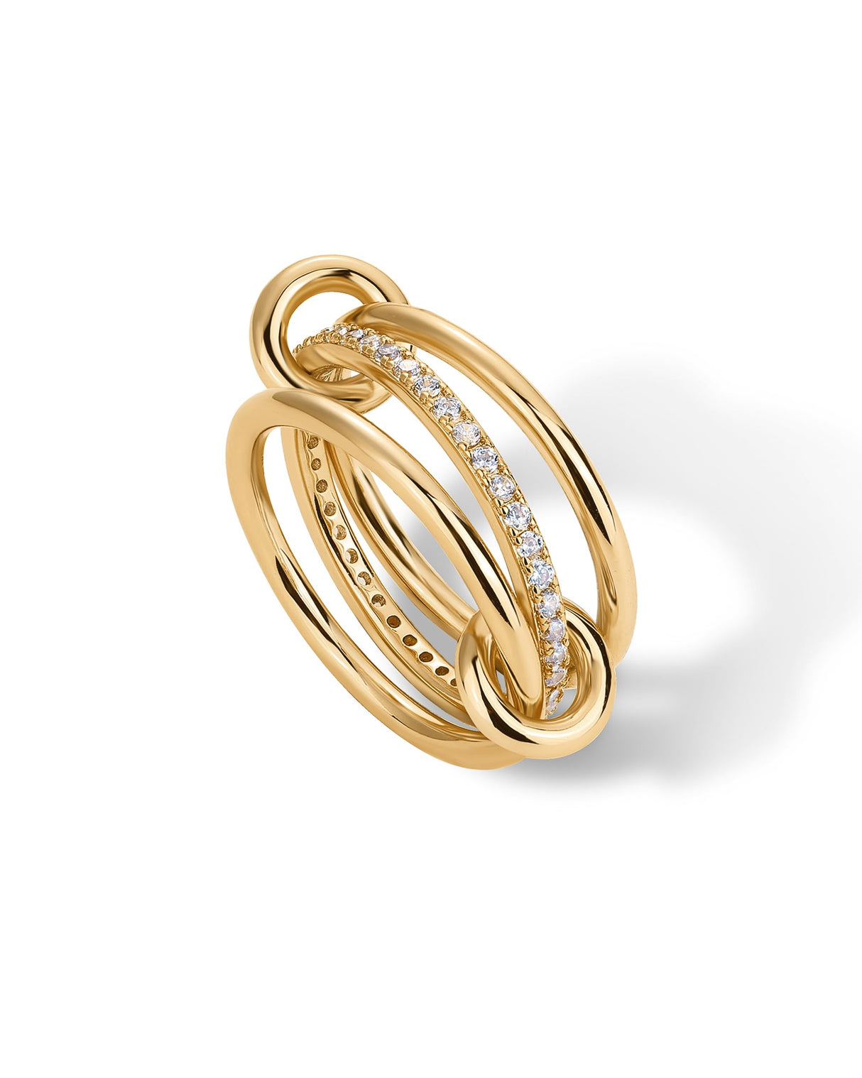 PAVOI 14K Yellow Gold Plated CZ Eternity Interlocking Ring