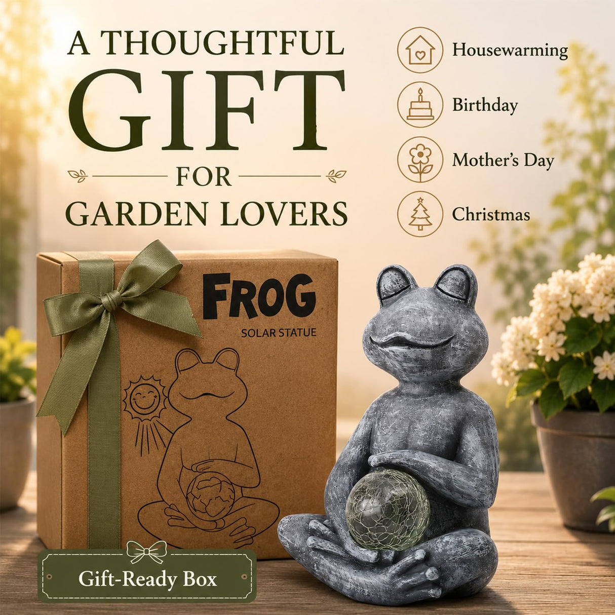 Fashionoda Solar Meditating Yoga Frog Statue 6.8L x 9.65H