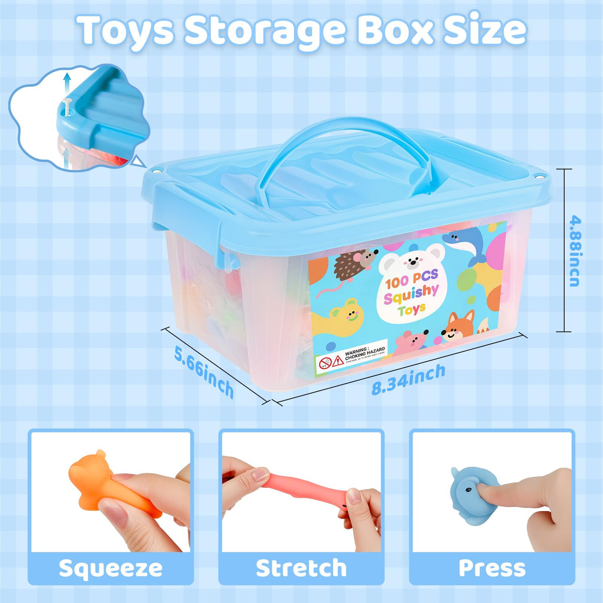 100 Pcs Party Favors & Squishy Toys Bulk for Kids 4-12, Fidget Toys Sensory Stress Relief Toys for Classroom Prizes, Christmas Stocking Stuffers, Birthday Goodie Bags & Teacher Supplies