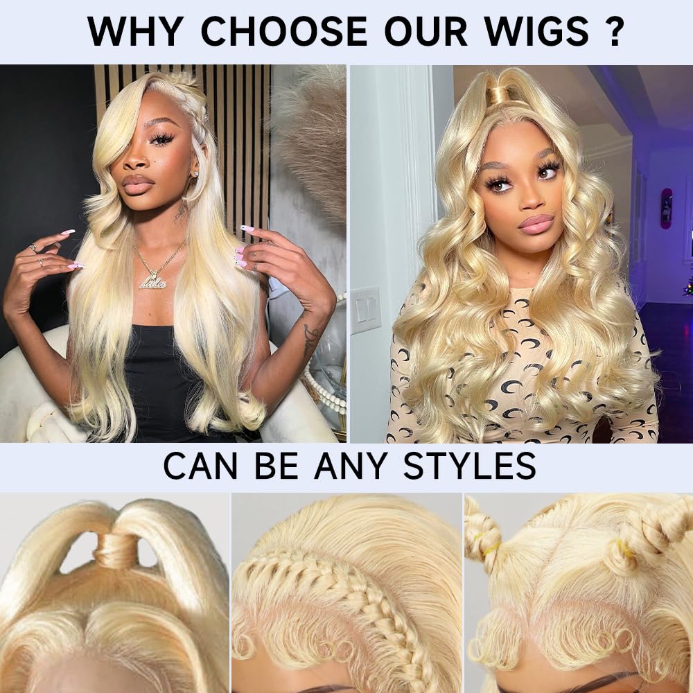 613 13x6 Lace Front Wig Human Hair 210 Density Blonde Wig Human Hair 30 Inch Body Wave Lace Front Wigs Human Hair Pre Plucked 613 HD Lace Frontal Wig Human Hair 613 Wig