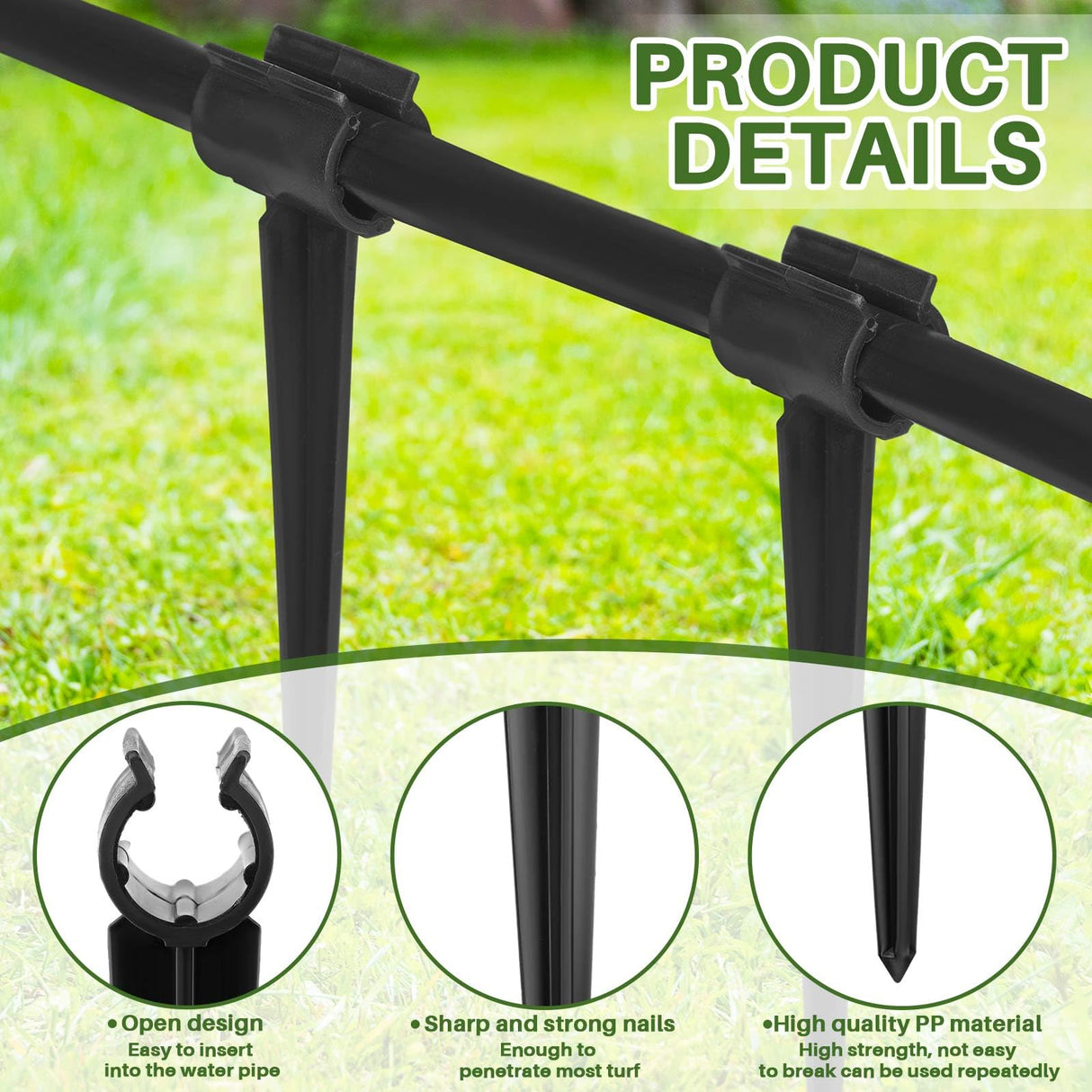 Quzzil 50 Pcs Irrigation Drip Support Stakes 1/2 Inch Tubing Hose Holder, Pipe Universal Drip Lines Tubing Hose for Gardening Patio Lawn Irrigation Growing
