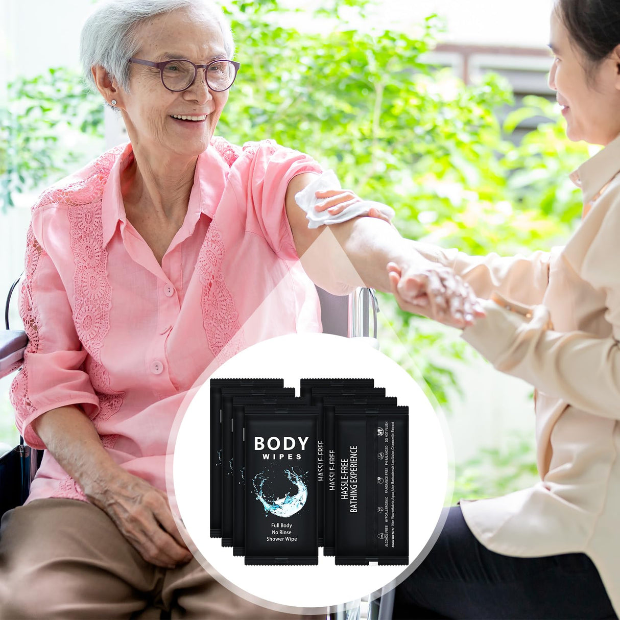 Treela 300 Pcs Bulk Large Body Wipes Individually Wrapped Big Bath Wipes for Adults Bathing No Rinse Shower Bulk Deodorant for Homeless Hygiene Personal Cleansing for Travel Gym(7.09" X 9.84",Black)