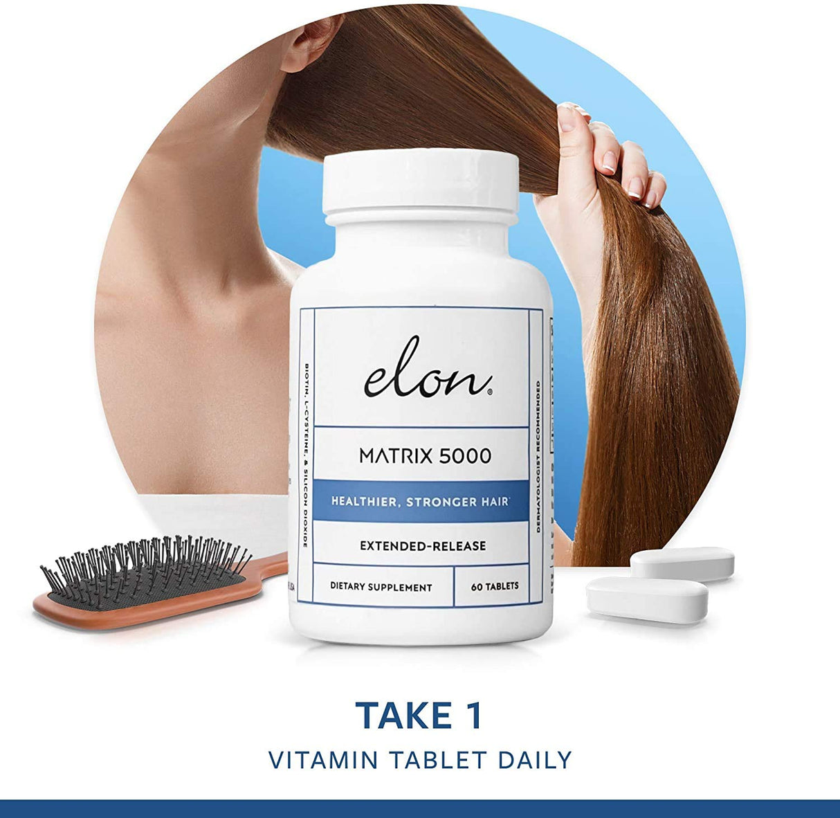 Elon Matrix 5000 - Biotin 5000mcg Vitamins for Hair Growth w/Extended Release - Promotes Healthy & Strong Hair - Pack of 2 (120 Day Supply)