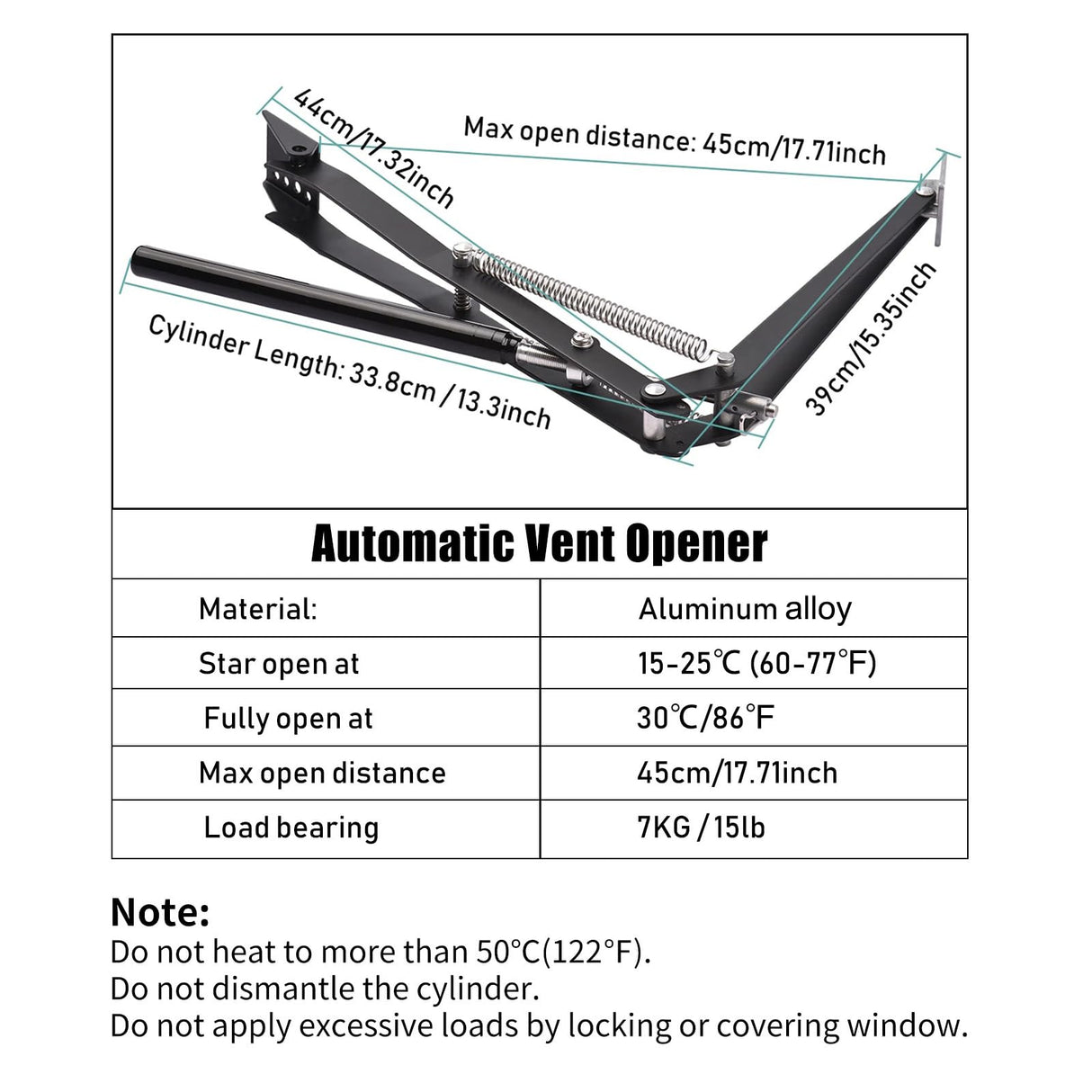 1X Auto Vent Opener Solar Automatic Window Opener for Greenhouse Heat Sensitive Roof Vent Opener Auto Vent Kit Gardening Tools Greenhouse Accessories Hothouse Roof Vent Kit (Dual Spring Up to 15lbs)