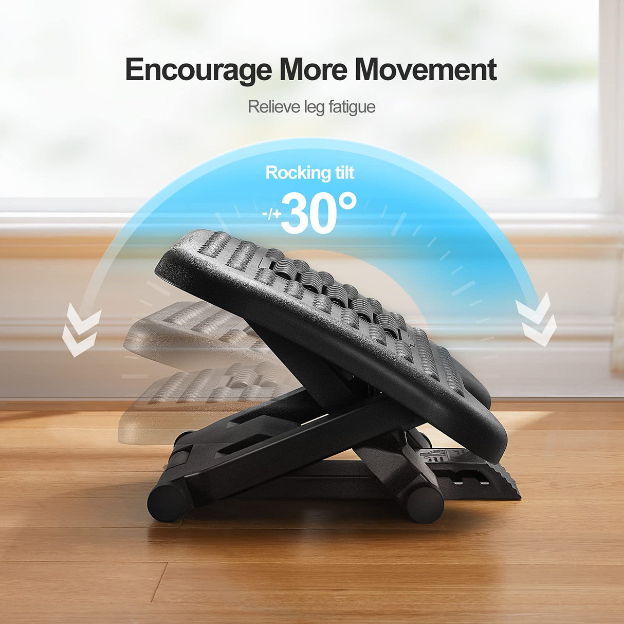 HUANUO Foot Rest for Under Desk at Work, Adjustable Footrest with Massage Texture and Roller, Ergonomic Foot Stool with 3 Height Position, 30 Degree Tilt Angle Adjustment for Home, Office