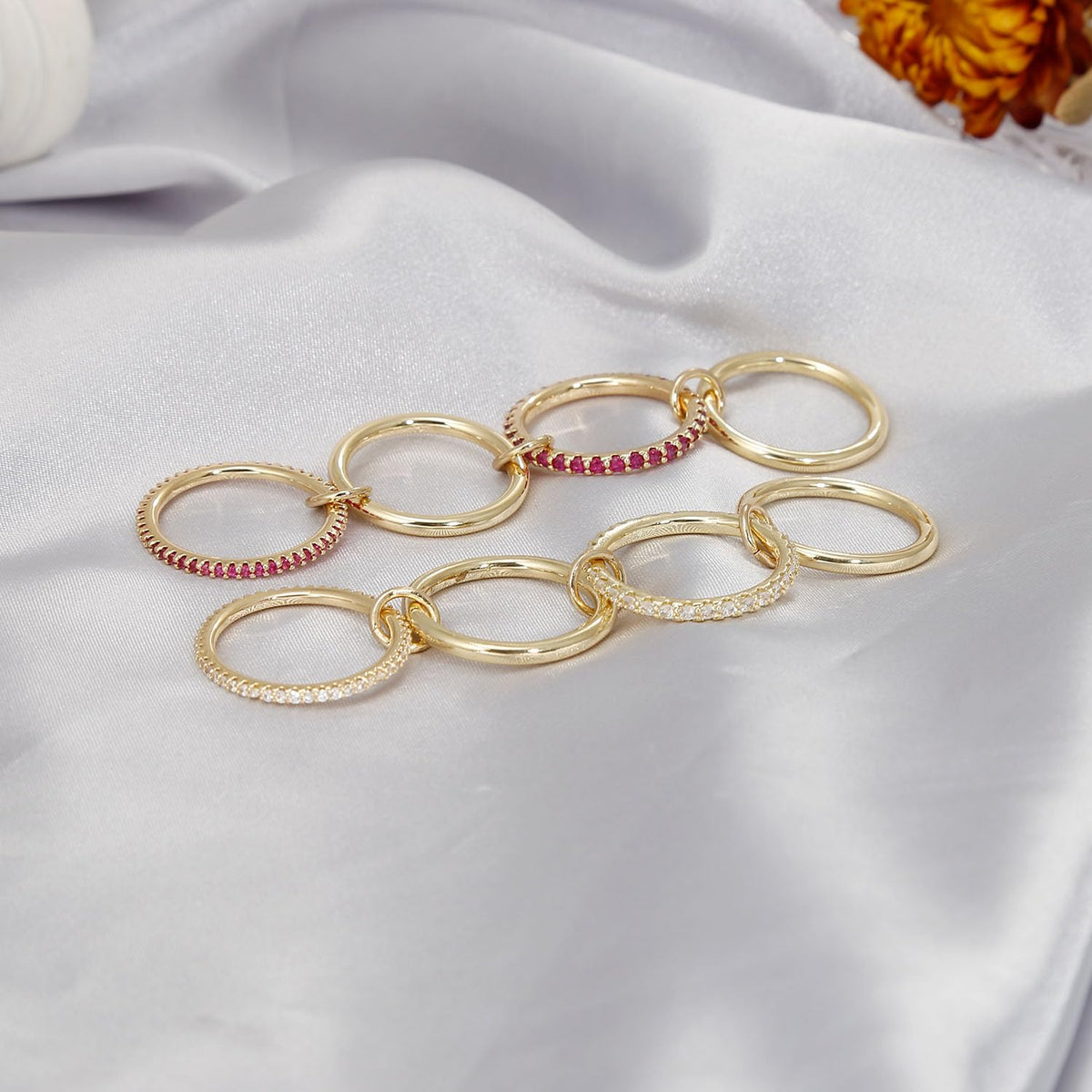 COLOYAN 18K Gold Plated interlocked Stackable Rings for Women Non Tarnish
